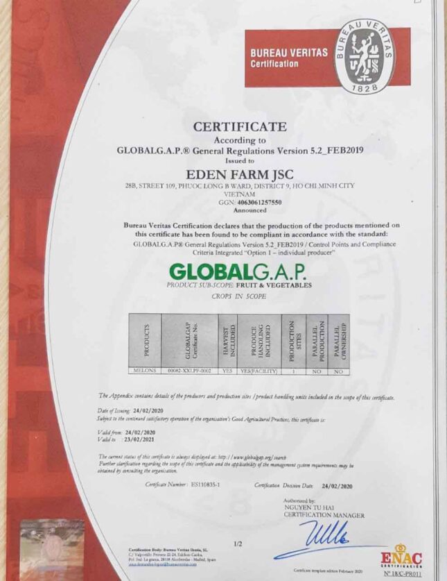 Chứng nhận Farm nông nghiệp sạch Global G.A.P